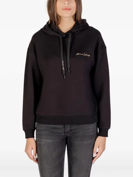 Kapucnis melegítő felső Armani Exchange autogrammal fekete