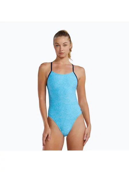 Дамски бански костюм от една част TYR Durafast Elite Lapped Cutoutfit light blue/aqua синьо