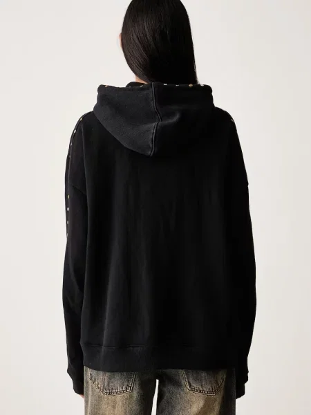 The Ragged Priest bluza rozpinana z kapturem z bawełną czarna