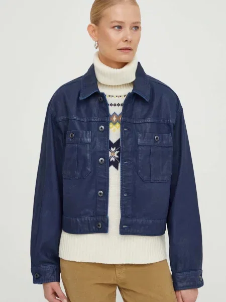 Джинсова куртка G-Star Raw перехідна oversize синій