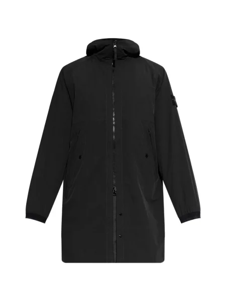 Палто Stone Island с качулка камъни черно
