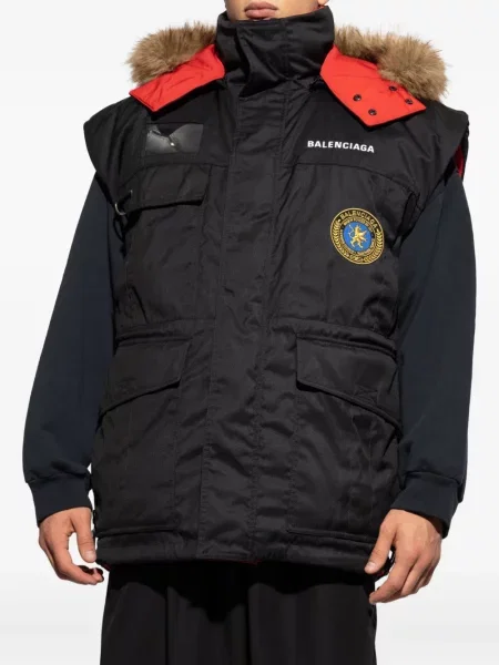 Geacă Balenciaga cu blană negru