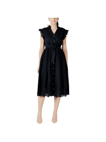 Rochie midi Vila până la genunchi negru