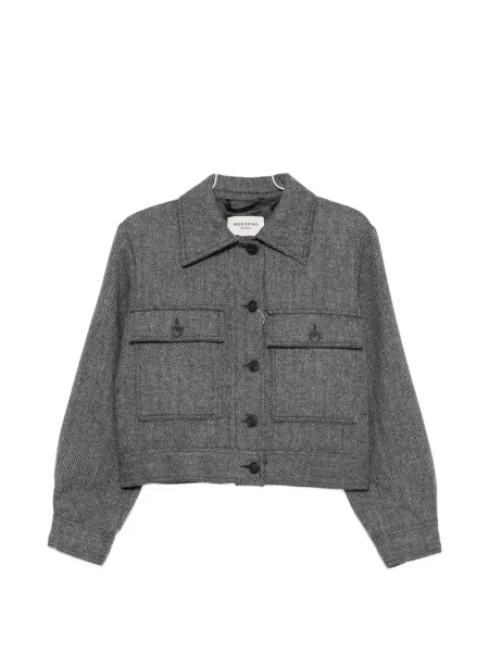 Geacă Weekend Max Mara de lână cu model herringbone gri