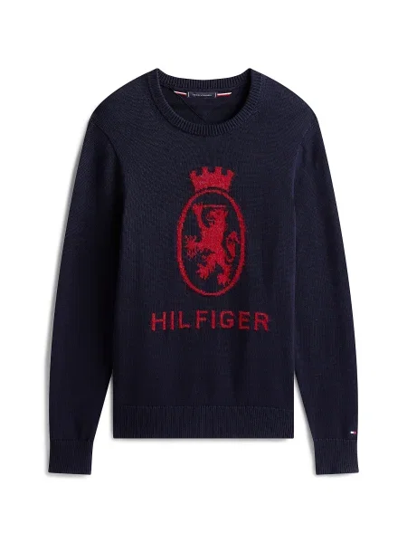 TOMMY HILFIGER Pulover mornarska / temno rdeča