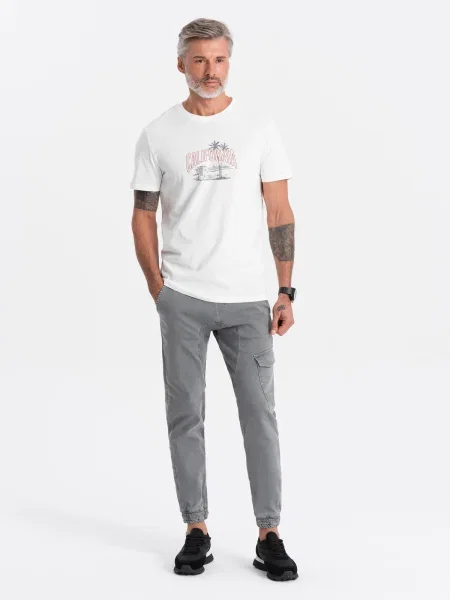 Pantaloni cargo Ombre alb