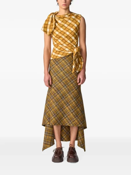 Fustă Monse asimetrică din tweed galben
