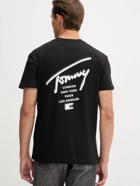 Тениска Tommy Jeans с принт черно