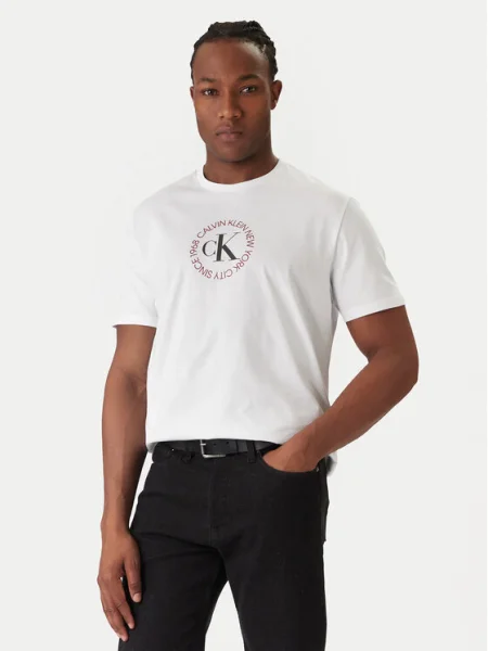 Calvin Klein Jeans Tricou Word Circle Graphic alb