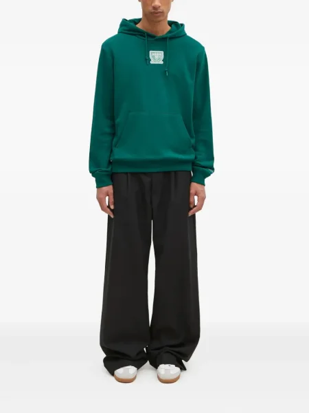 Pantaloni Adidas cu dungi cu broderie din fleece negru