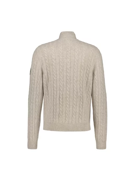 Lniany sweter z golfem Belstaff beżowy