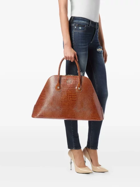 Geanta de piele Philipp Plein din piele maro