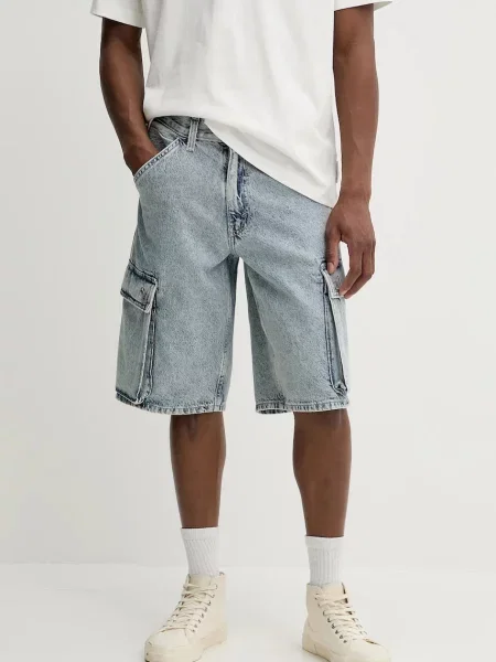Levi's pantaloni scurți jeans BAGGY CARGO SHORTS albastru