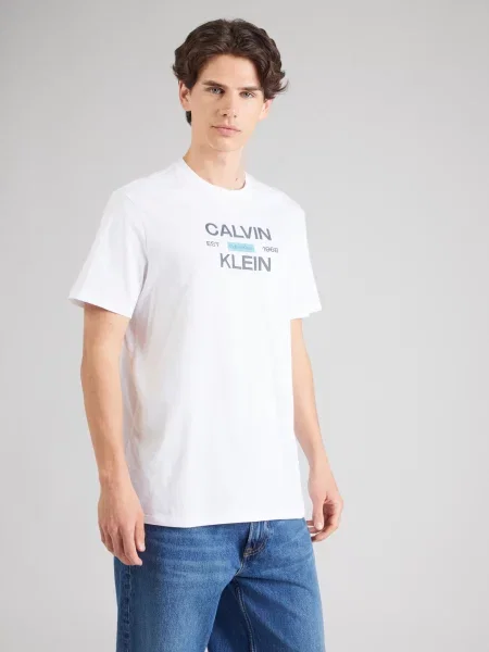 Calvin Klein Jeans Tričko zafírová / svetlomodrá biela