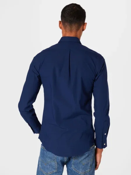 Cămașă Polo Ralph Lauren cu guler nasturi din țesătură twill albastru