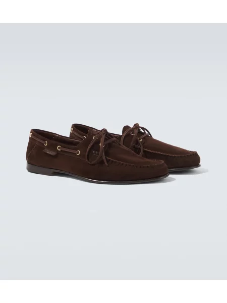 Pantofi loafer Tom Ford din piele de căprioară maro