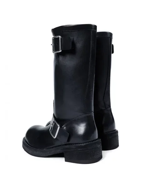 Botine Ann Demeulemeester cu cataramă biker negru