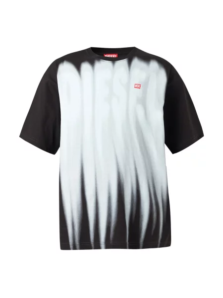 DIESEL Tricou gri deschis / negru alb