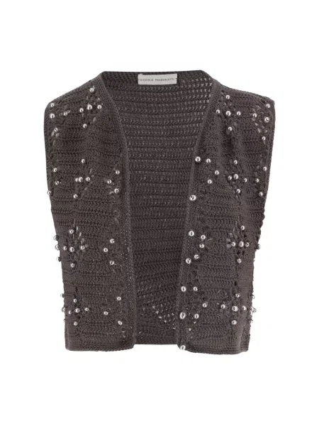 Dzianinowa kamizelka Niccolò Pasqualetti z koralikami brązowa