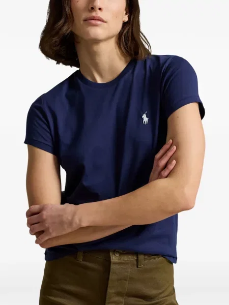 Fleece polo Polo Ralph Lauren με κέντημα με λαιμόκοψη v κόκκινο