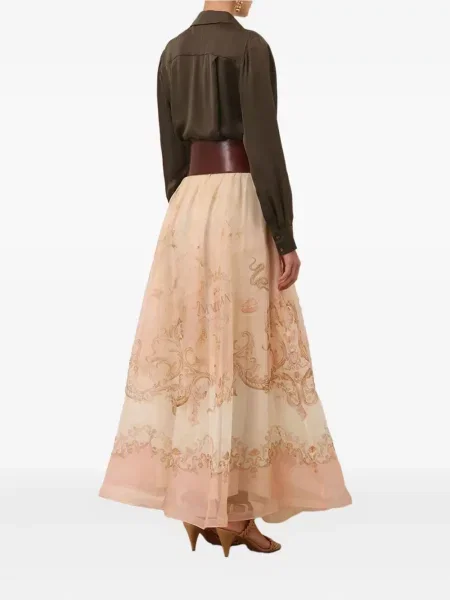 Cămașă Zimmermann cu broderie din satin verde