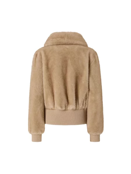 Sztuczne futro kurtka bomber Pinko beżowy