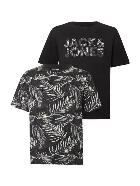 JACK & JONES Tricou JJEJEFF gri închis / negru alb