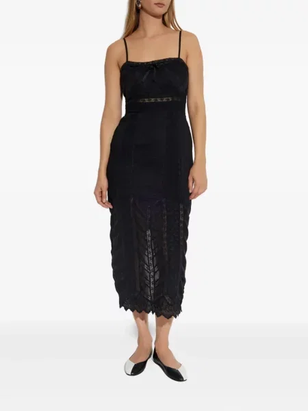 Rochie midi Loveshackfancy din dantelă până la genunchi de costum negru