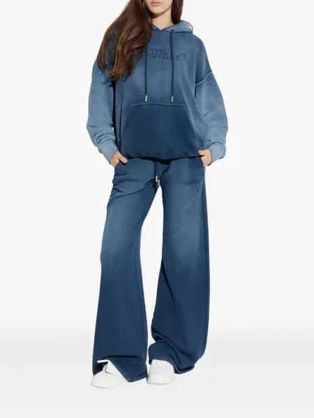 Hanorac cu glugă Off-white cu imagine alb
