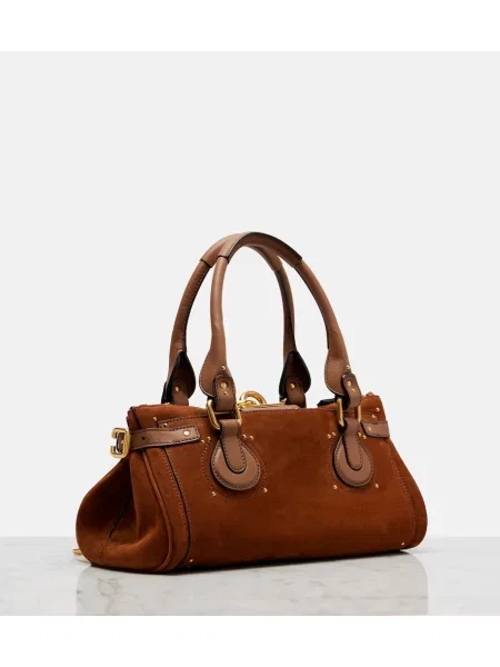 Geantă Chloé din piele de căprioară maro