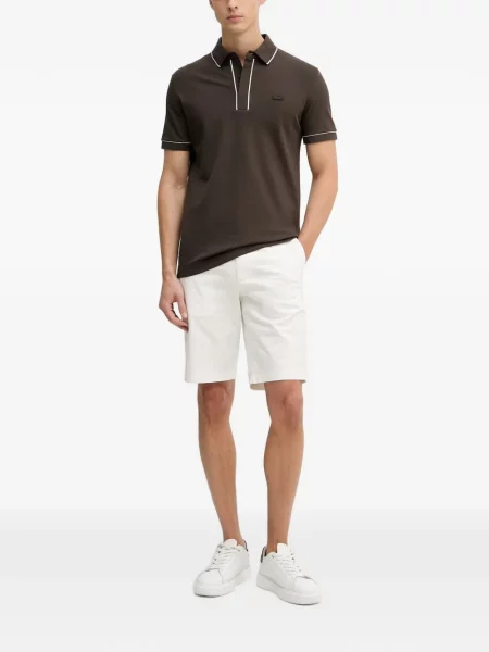 Pantaloni chino Lacoste cu autograf alb