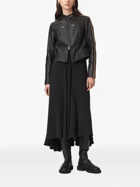 Geanta de piele Allsaints cu dungi negru