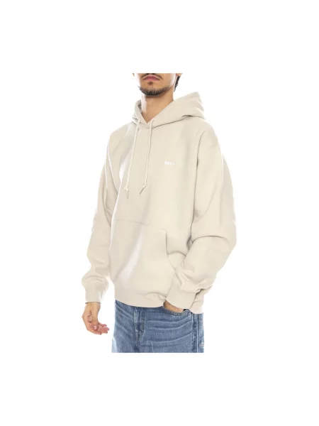 Bluza z kapturem Obey z logo beżowa