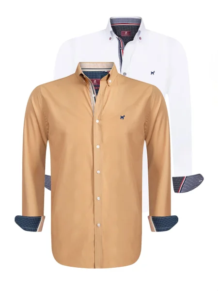 Williot Košile světle hnědá bílá