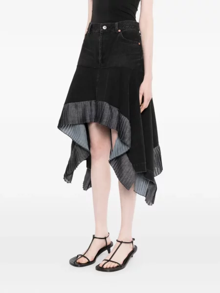Дънкова пола Sacai до коляното черно