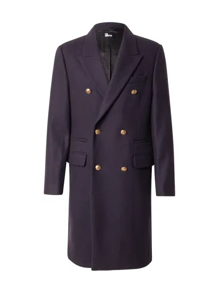 The Kooples palton de lana marin de tranzitie cu doua randuri de albastru