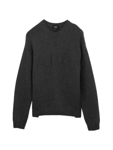 Pulover A.p.c. cu decolteu rotund cu autograf gri