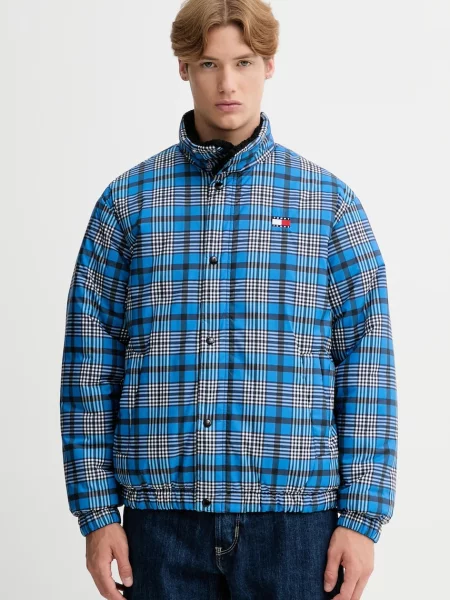 Tommy Jeans geacă cu două fețe de iarnă albastru