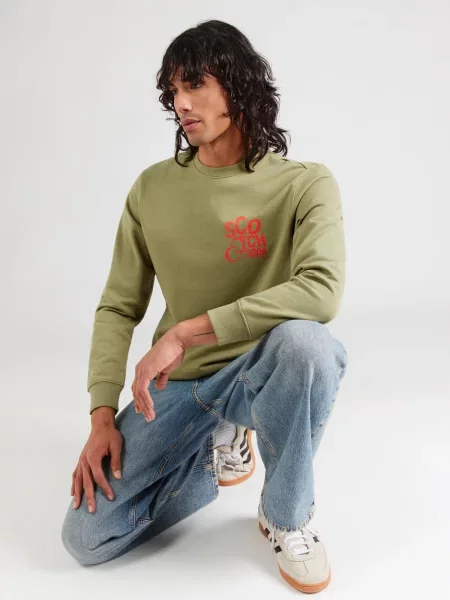 SCOTCH & SODA Mikina olivová / oranžovo červená