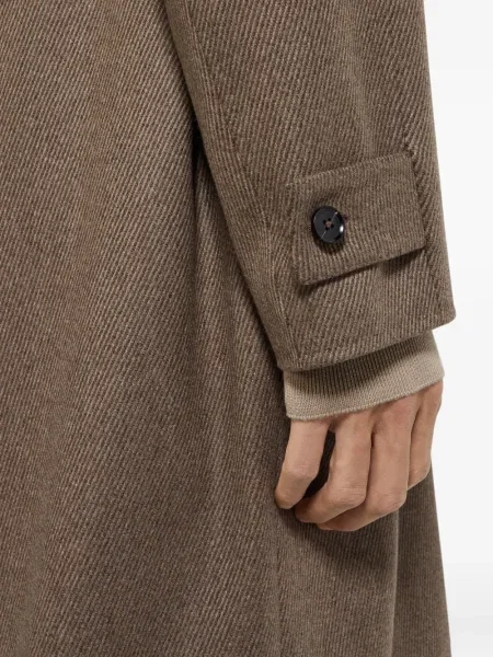 Cu centură palton Zegna din țesătură twill maro