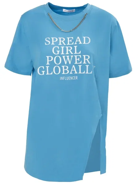 Influencer Tričko azurová bílá