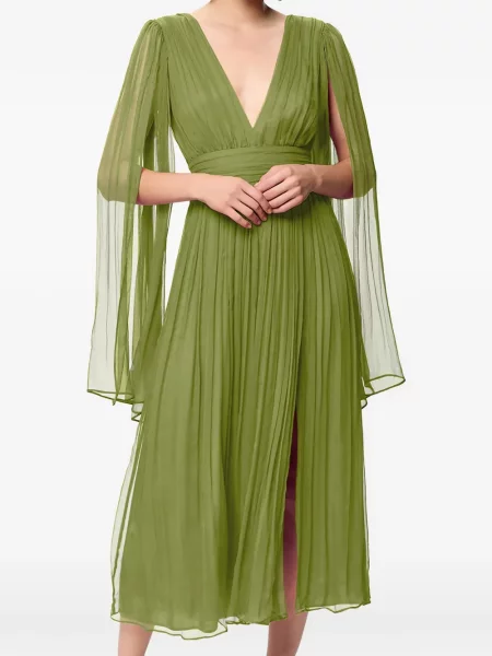 Rochie midi Framboise de mătase verde
