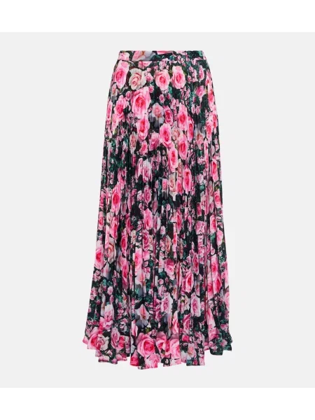 Spódnica plisowana Christopher Kane z wysoką talią w kwiatki do kolan