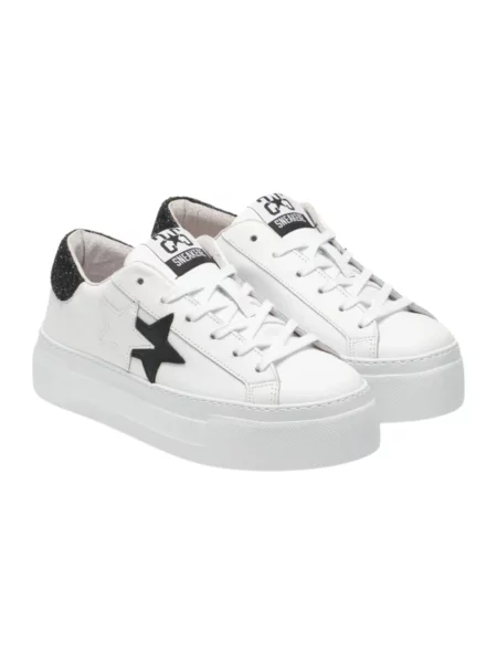 Sneakersy 2star skórzane na platformie eleganckie białe
