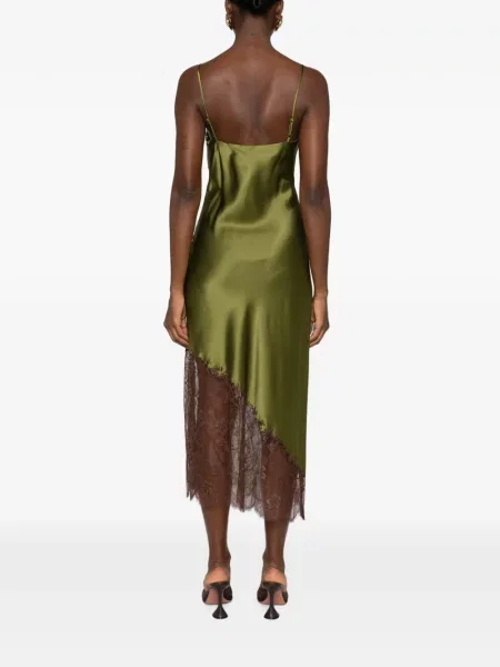 Rochie Staud asimetrică din dantelă verde