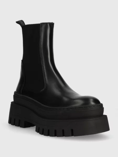 Steve Madden sztyblety skórzane Cassandra na platformie czarny