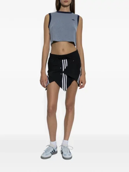 Vestă Adidas alergare cu dungi tricotate albastru