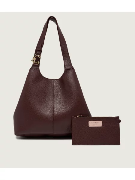 Coccinelle De piele geantă shopper + borsetă C-EASY roșu