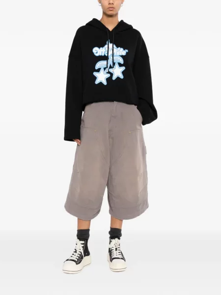 Decupat hanorac cu glugă Off-white cu imagine alb