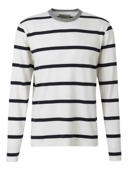Tricou Officine Générale cu dungi lung alb
